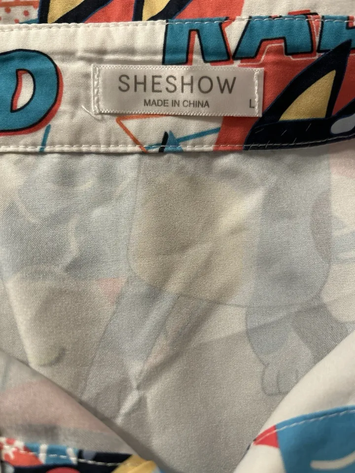 USA BlueyDad Hawaiian Button Down - Men’s Size Large Rad Dad Sheshow Summer Father