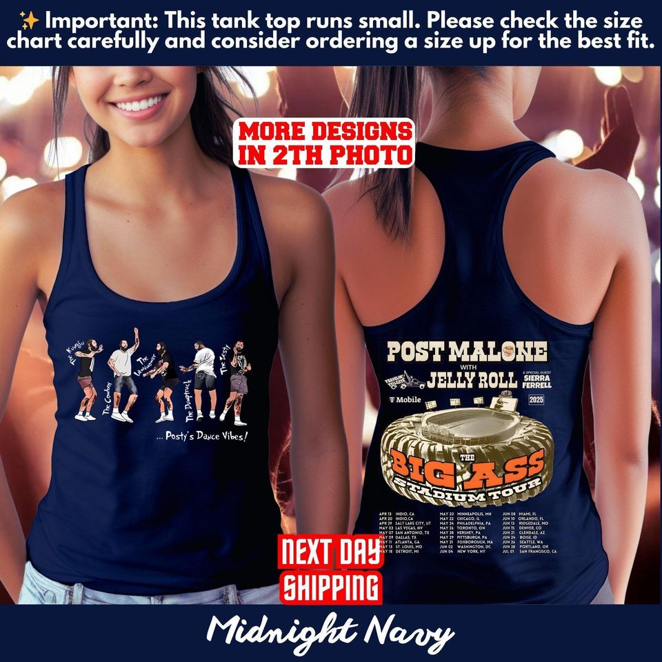 Vintage Post Malone Double Sided Tank Top, Posty 2025 Tour