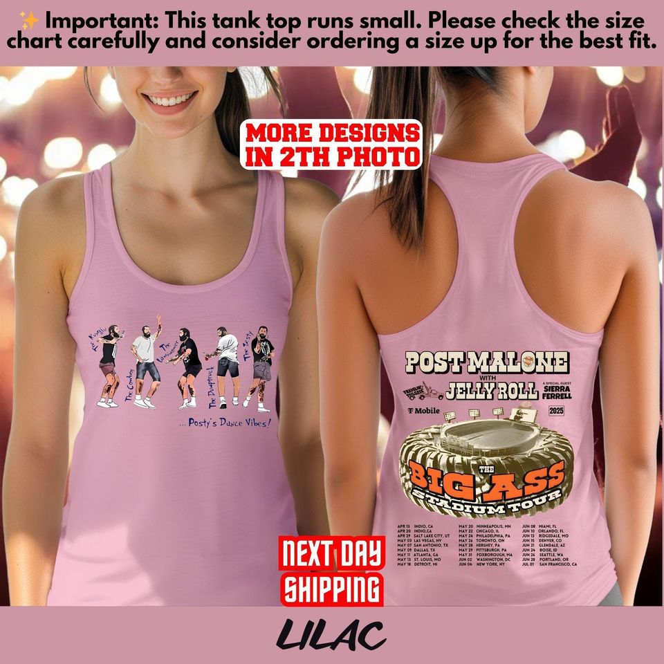 Vintage Post Malone Double Sided Tank Top, Posty 2025 Tour