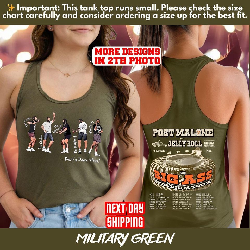 Vintage Post Malone Double Sided Tank Top, Posty 2025 Tour
