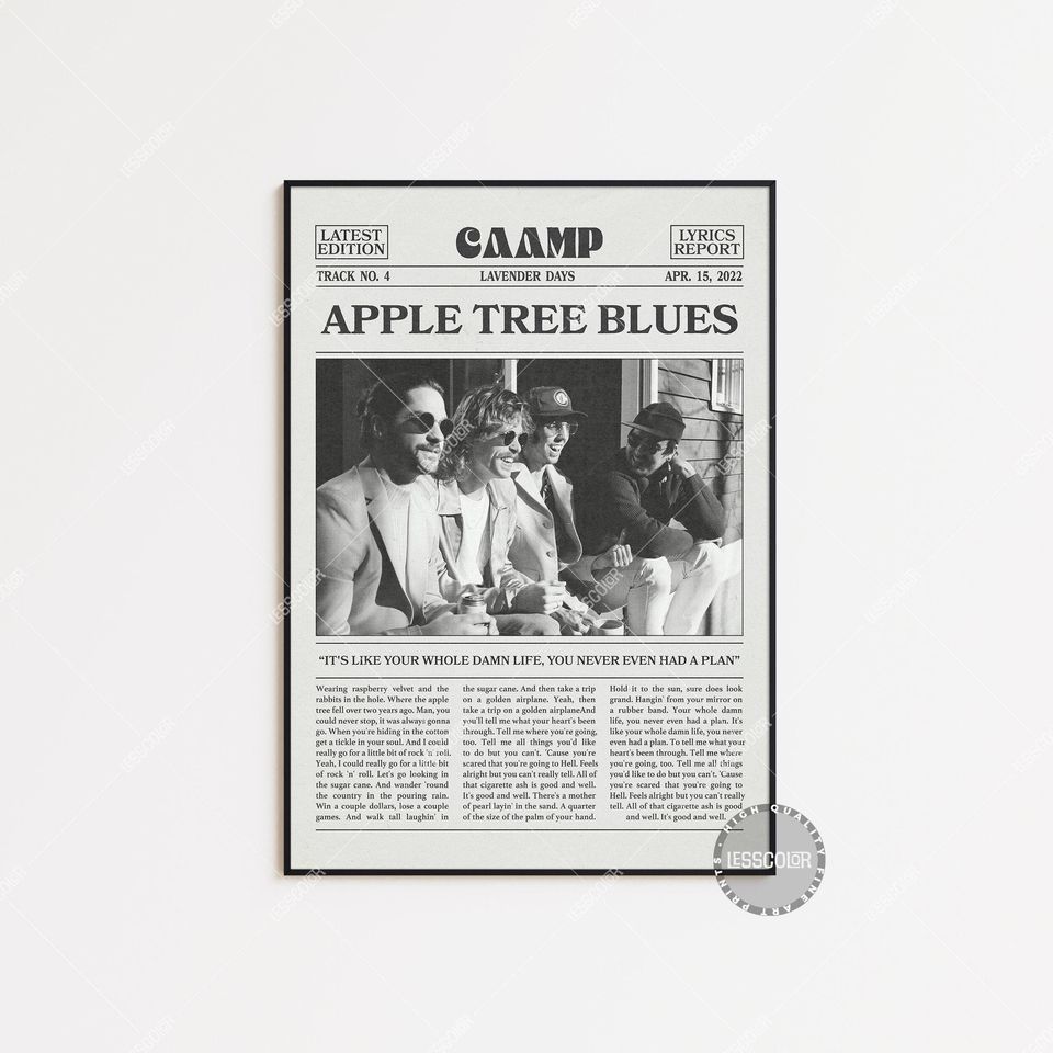 Caamp Apple Tree Blues Lyrics Poster - Premium Matte Vertical