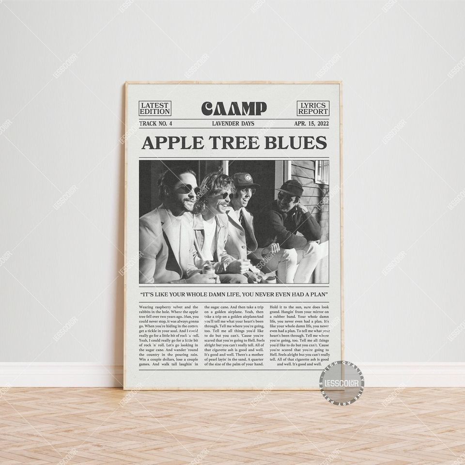 Caamp Apple Tree Blues Lyrics Poster - Premium Matte Vertical