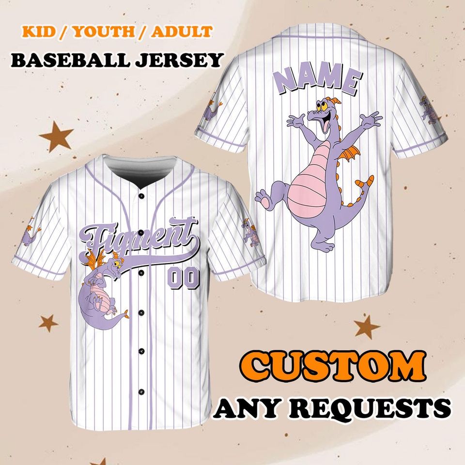 Disneyland Figment Jersey Shirt, Disneyland Epcot Baseball Jersey, Epcot Figment Cosplay, Disney Family Shirts, Disney World Shirt