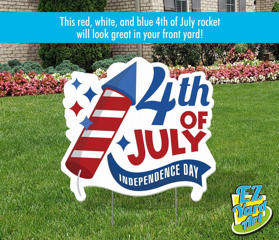 4th of July Firework Rocket Yard Sign Decoration