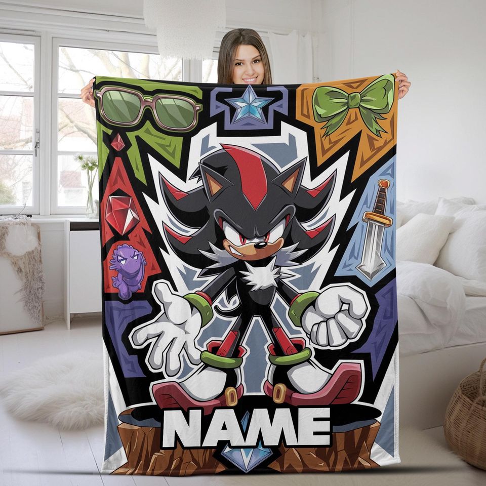 Custom Sonic The Hedgehog Blanket/Personalized Shadow Hedgehog Blanket/Custom Shadow Sonic Blanket/Sonic Blanket/Birthday Blanket