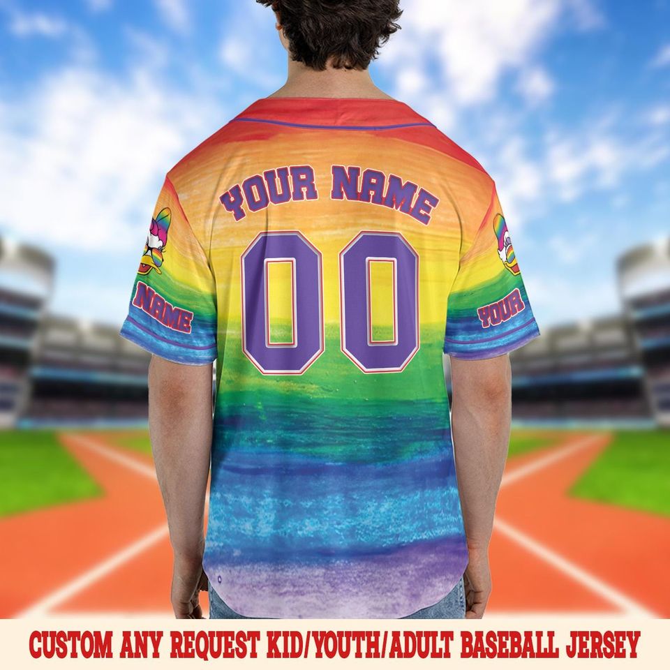 Mickey And Friends LGBT Rainbow Baseball Jersey, Disney Pride Jersey, Gay Lesbian Support Pride Month 2025, WDW Disneyland Trip