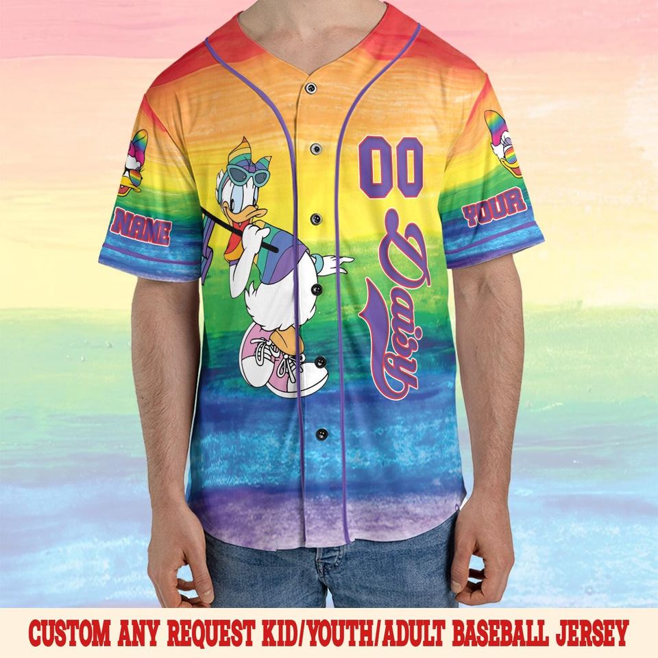 Mickey And Friends LGBT Rainbow Baseball Jersey, Disney Pride Jersey, Gay Lesbian Support Pride Month 2025, WDW Disneyland Trip