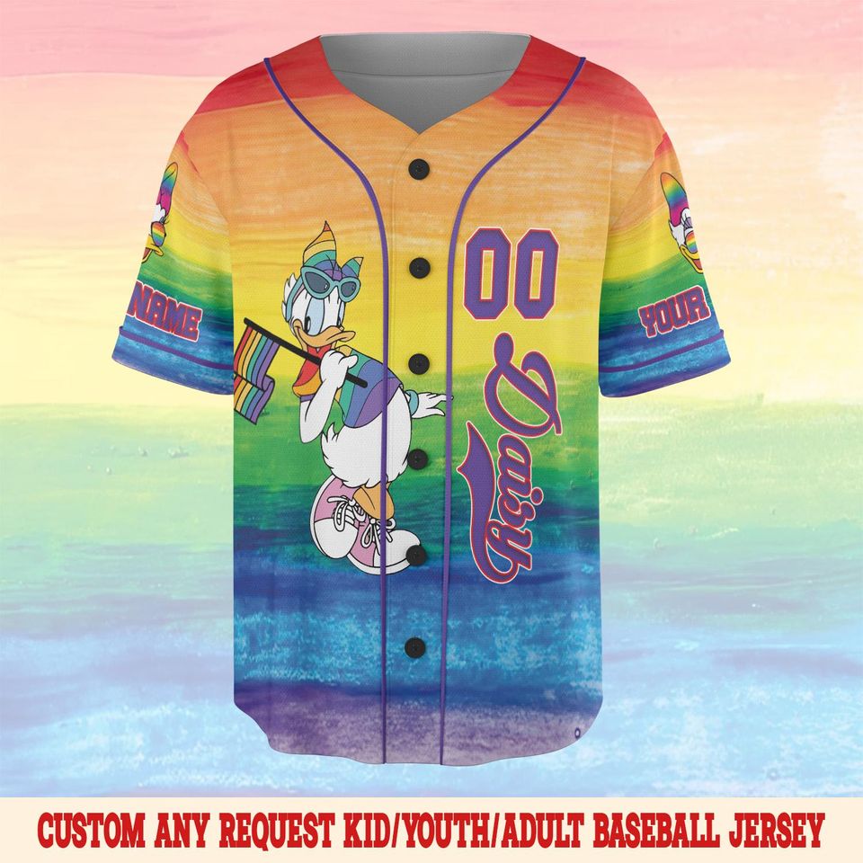 Mickey And Friends LGBT Rainbow Baseball Jersey, Disney Pride Jersey, Gay Lesbian Support Pride Month 2025, WDW Disneyland Trip