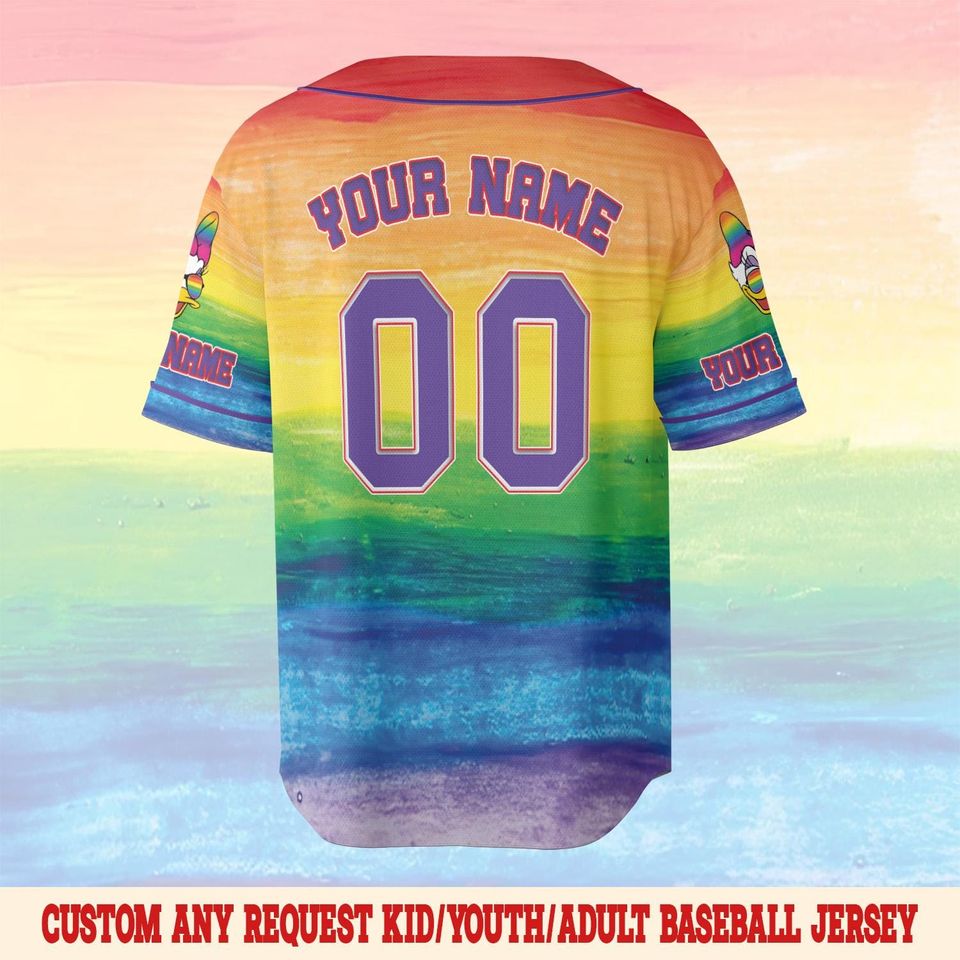 Mickey And Friends LGBT Rainbow Baseball Jersey, Disney Pride Jersey, Gay Lesbian Support Pride Month 2025, WDW Disneyland Trip