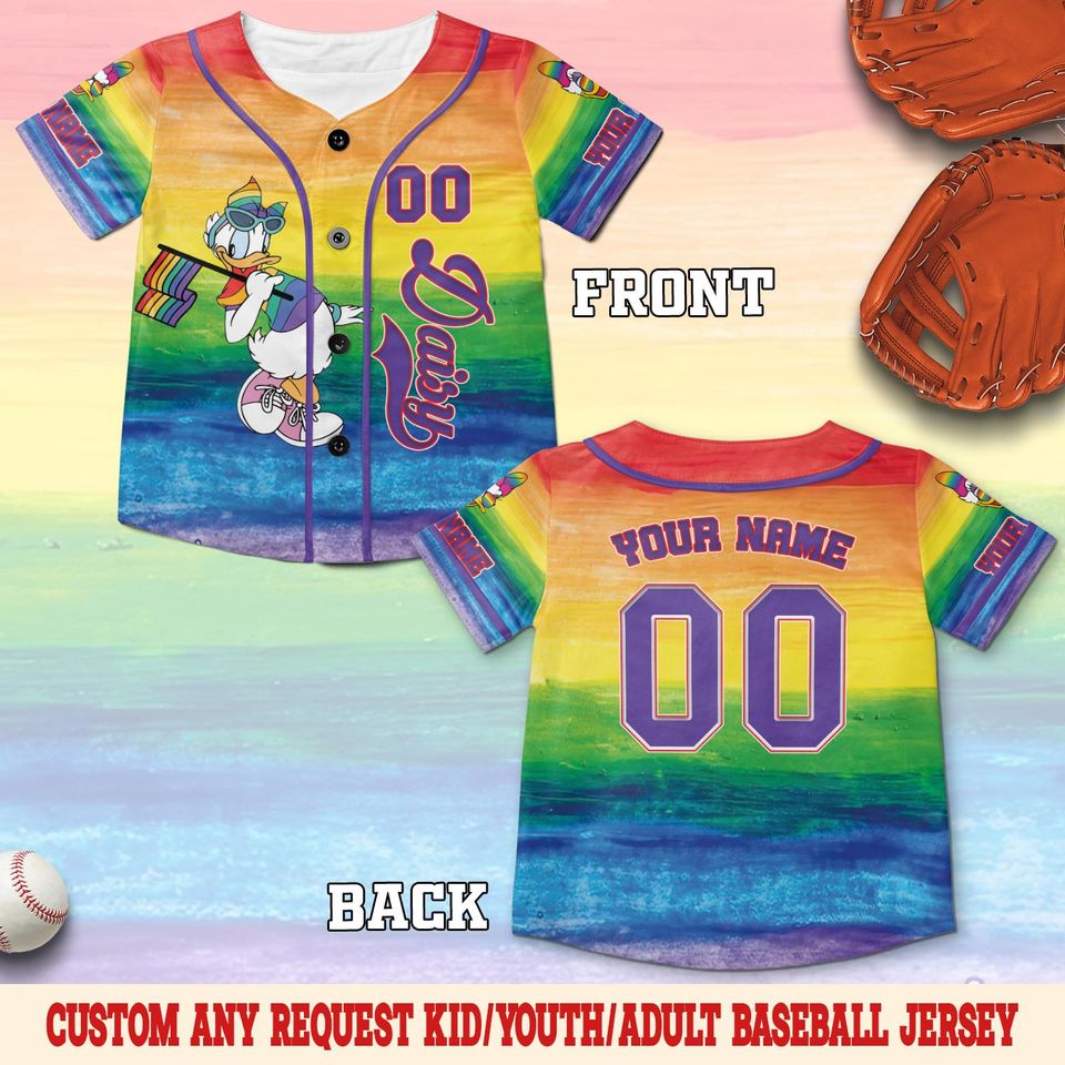 Mickey And Friends LGBT Rainbow Baseball Jersey, Disney Pride Jersey, Gay Lesbian Support Pride Month 2025, WDW Disneyland Trip
