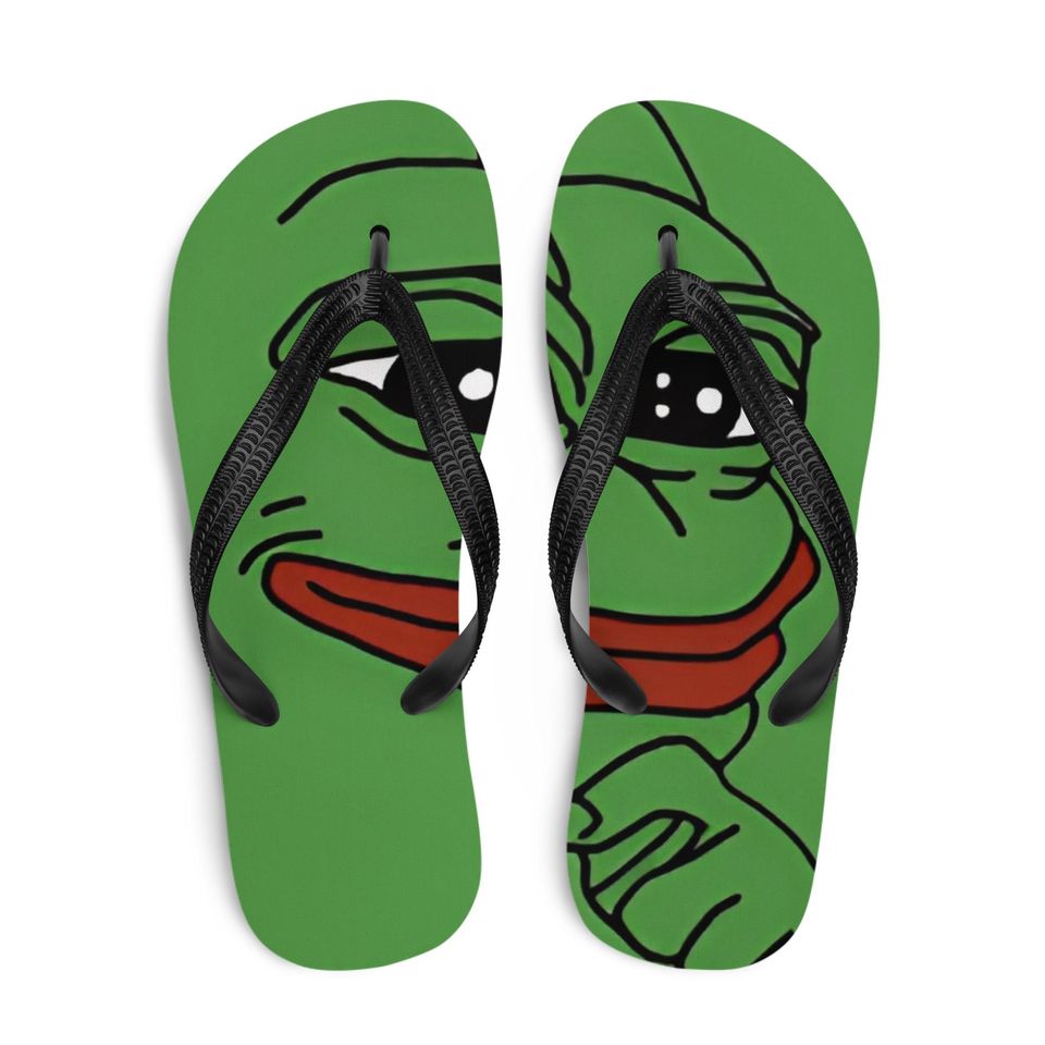 pepe the frog premium flip flops - crypto meme sandals