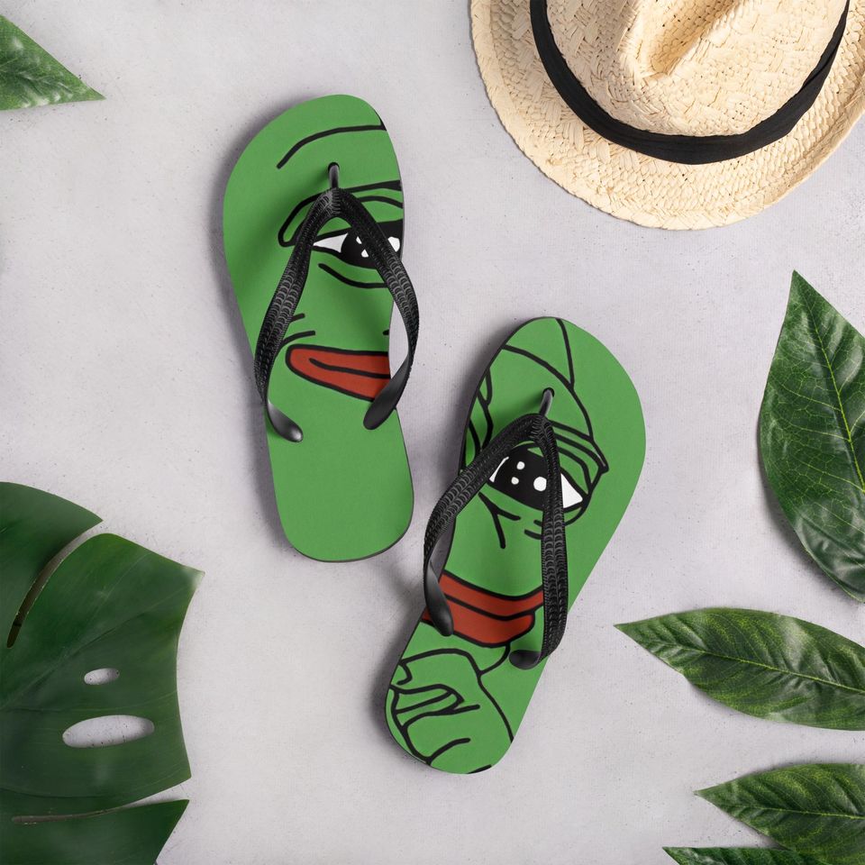 pepe the frog premium flip flops - crypto meme sandals