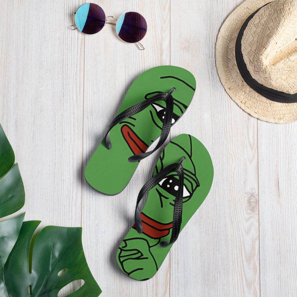 pepe the frog premium flip flops - crypto meme sandals