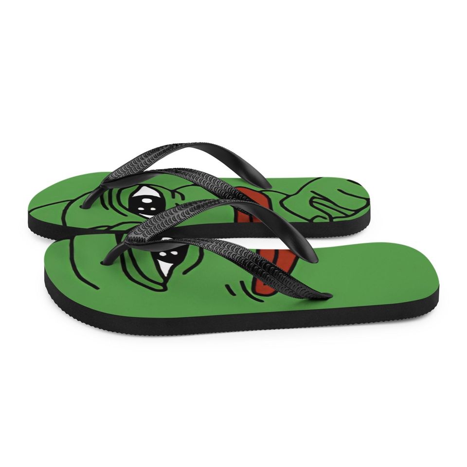 pepe the frog premium flip flops - crypto meme sandals
