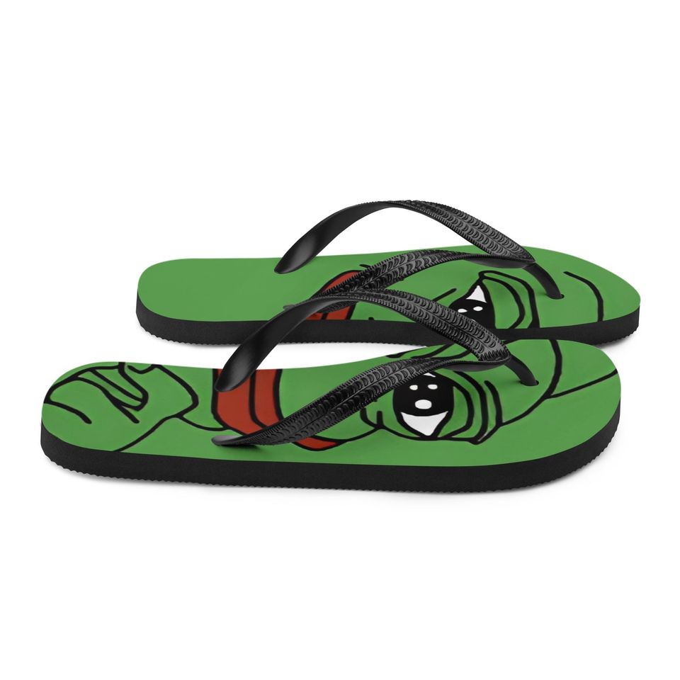 pepe the frog premium flip flops - crypto meme sandals
