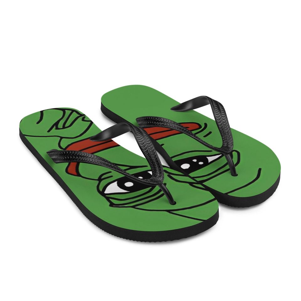 pepe the frog premium flip flops - crypto meme sandals