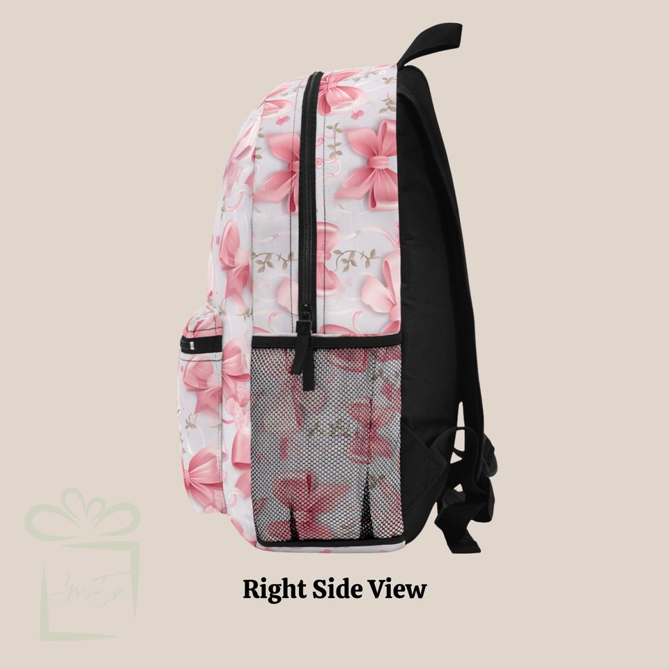 Personalized Coquette Pink Bow Backpack