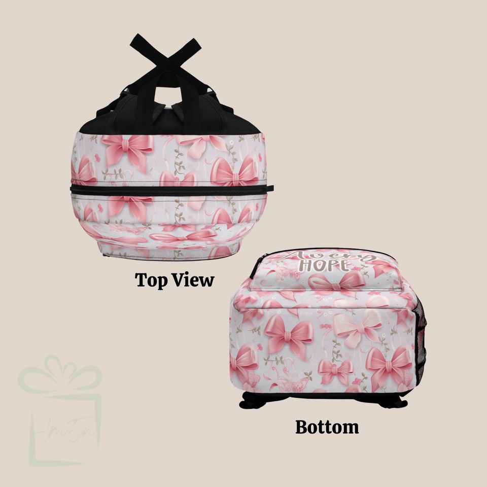 Personalized Coquette Pink Bow Backpack