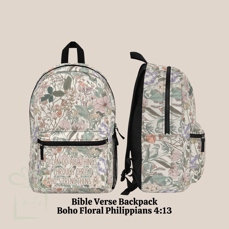 Boho Floral Scripture Backpack