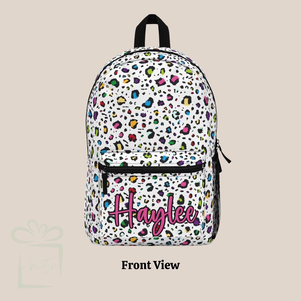 Leopard Print Backpack with Custom Name