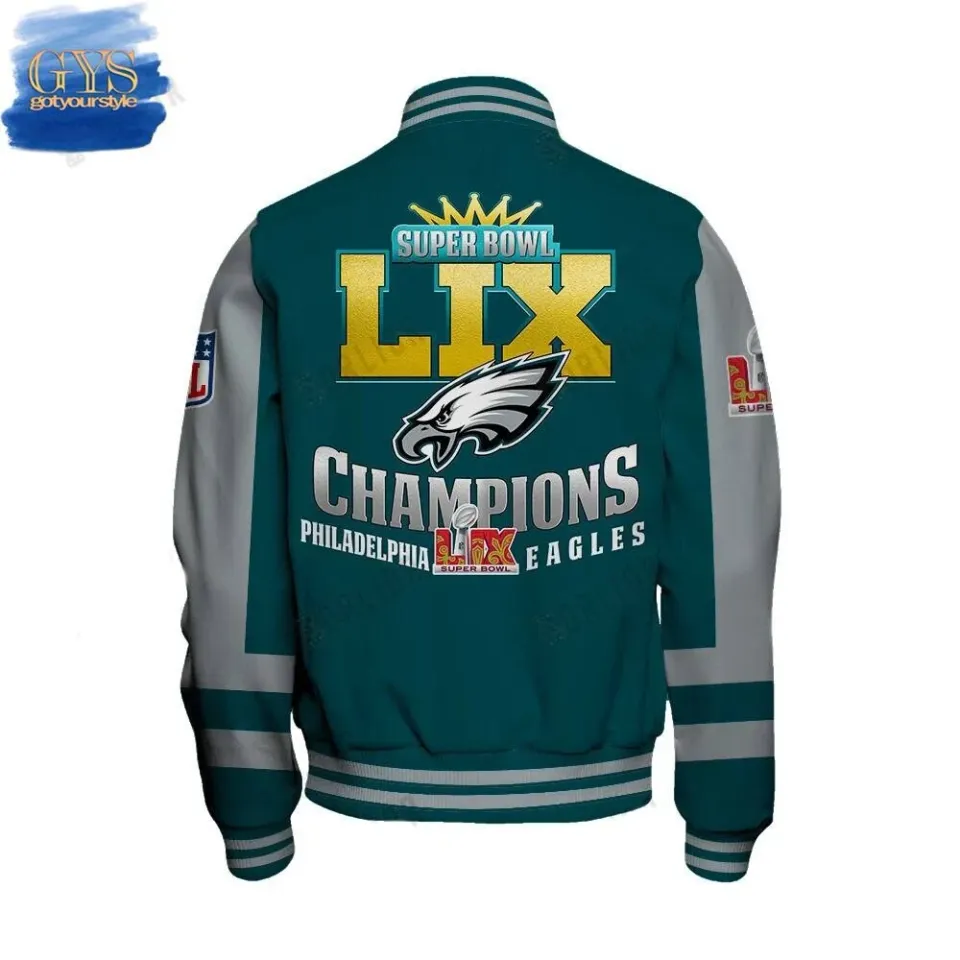 Philadelphia Eagles Super Bowl Lix Victory Baseball Jacket, Gift For Fan