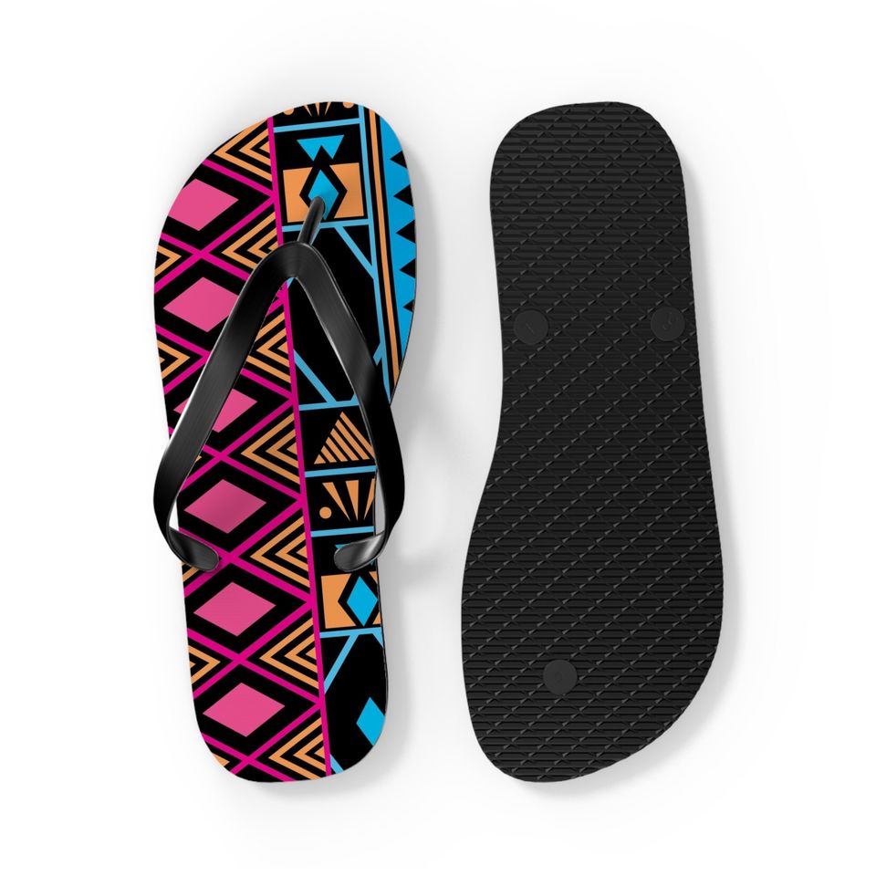Pink Kwanzaa Pattern Flip Flops - All sizes