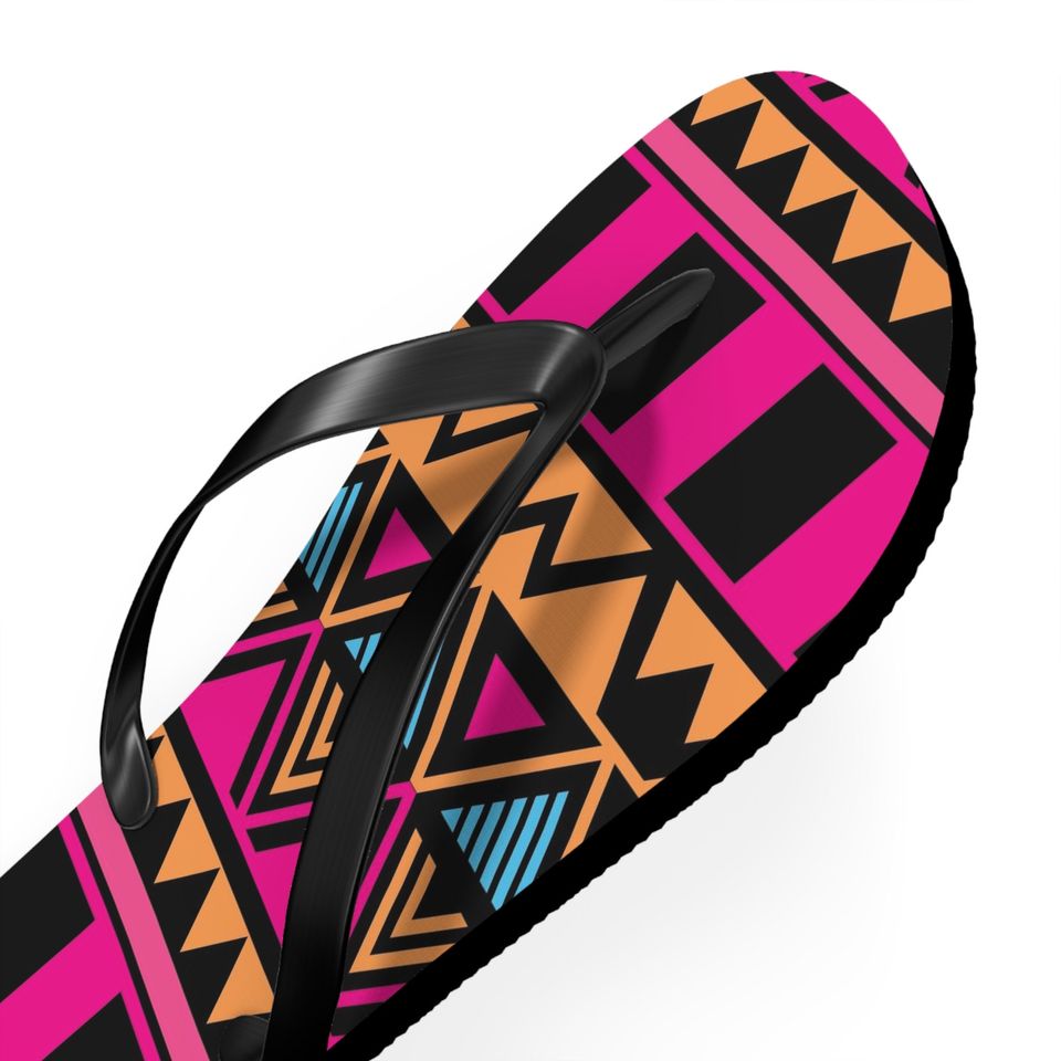 Pink Kwanzaa Pattern Flip Flops - All sizes