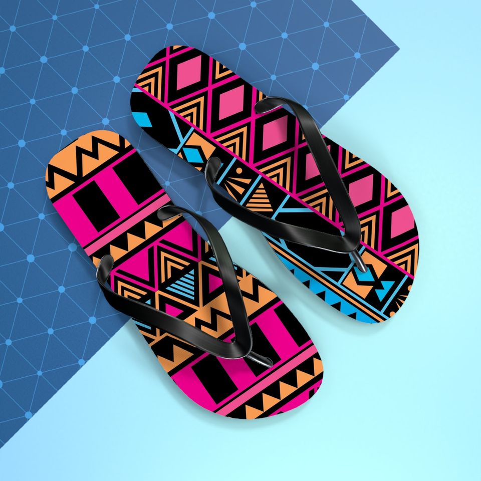 Pink Kwanzaa Pattern Flip Flops - All sizes
