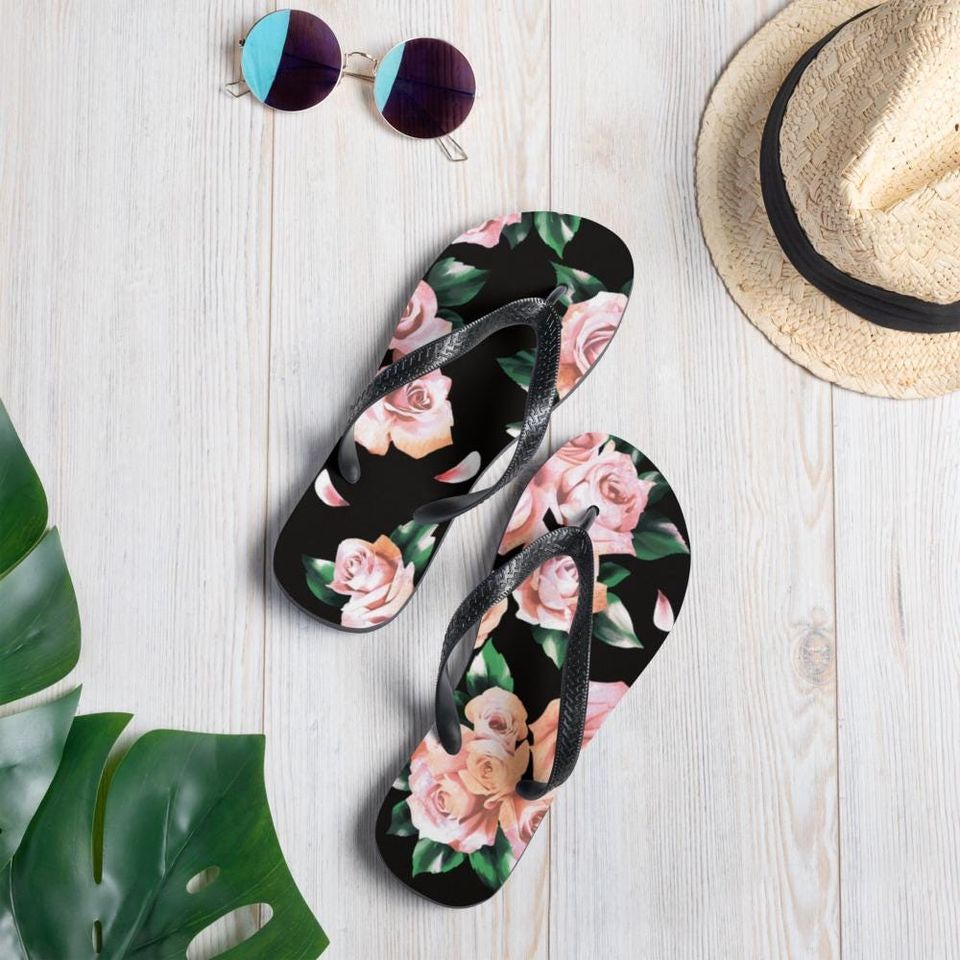 Rose Flip-Flops Women flip flops cute flip flops floral flippys summer shoes