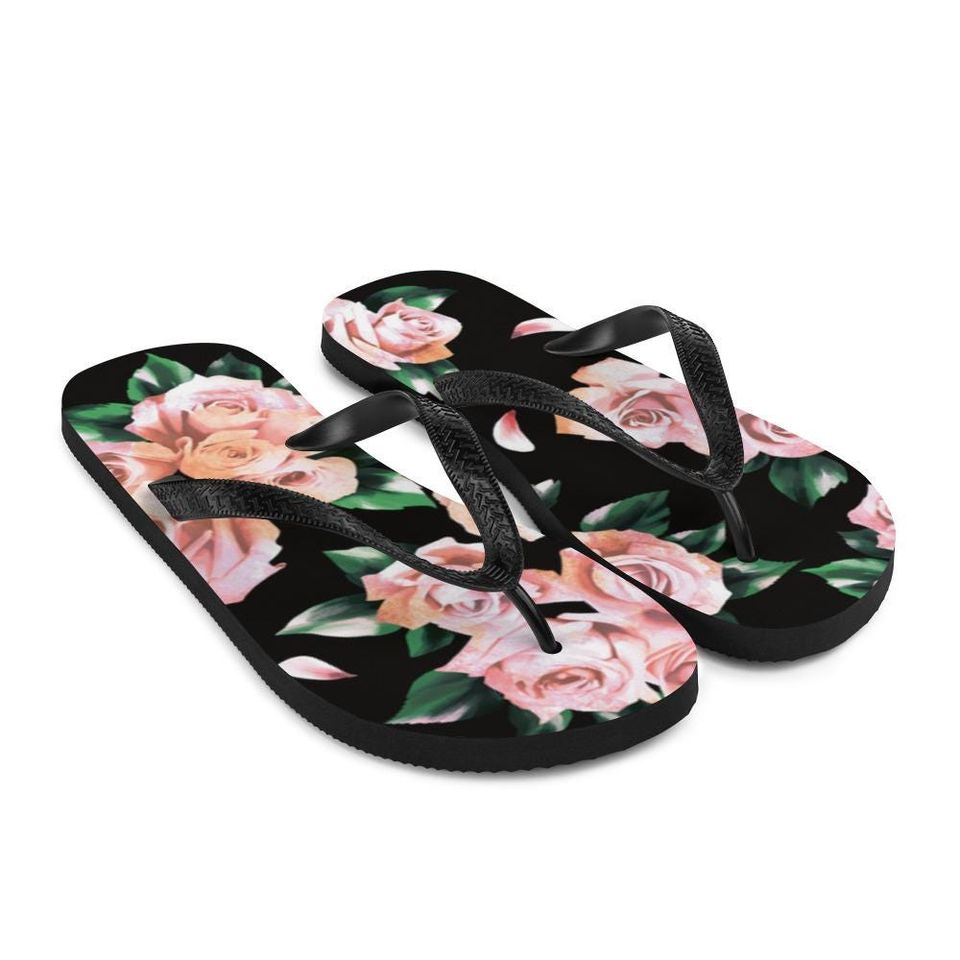 Rose Flip-Flops Women flip flops cute flip flops floral flippys summer shoes