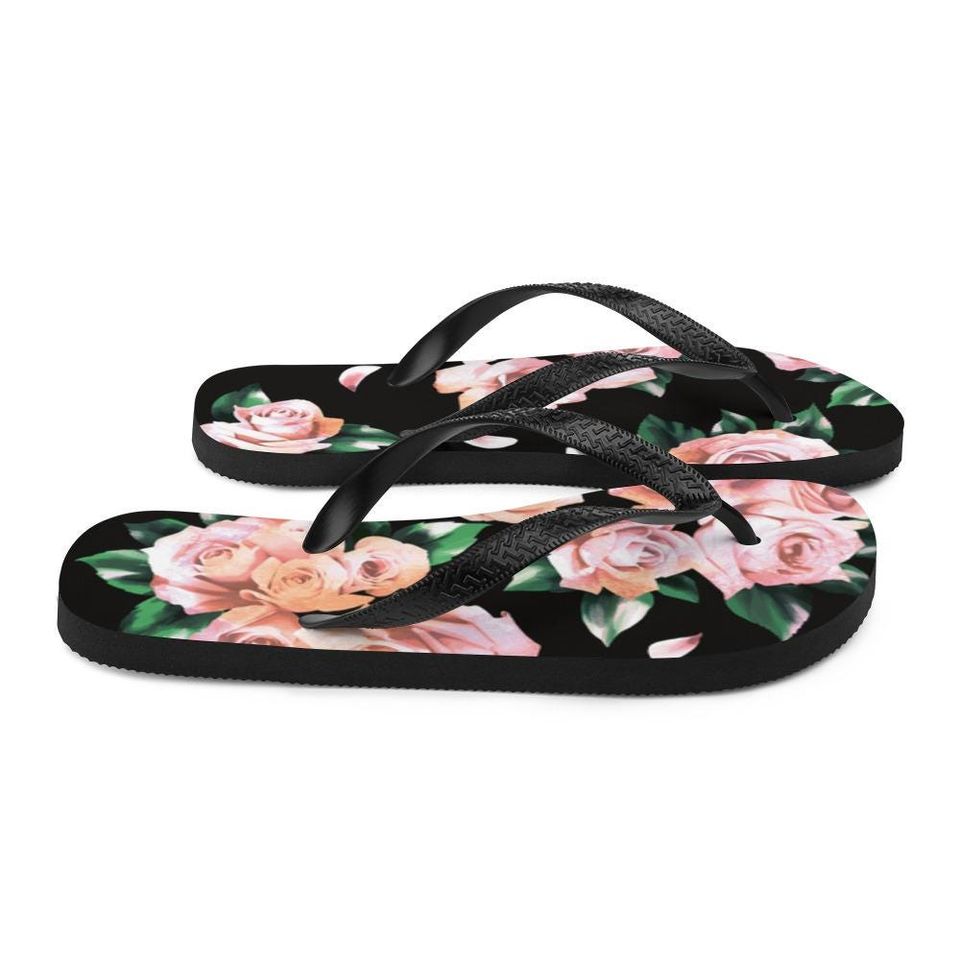 Rose Flip-Flops Women flip flops cute flip flops floral flippys summer shoes