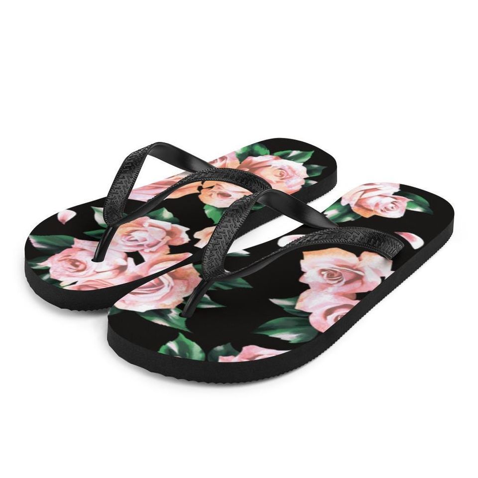 Rose Flip-Flops Women flip flops cute flip flops floral flippys summer shoes