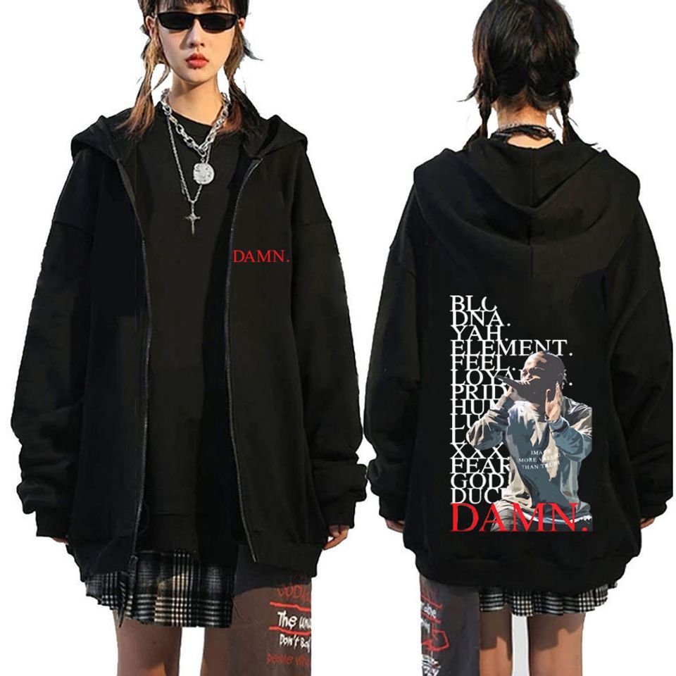 Rapper Kendrick Lamar DAMN Double Sided Zip Hoodie