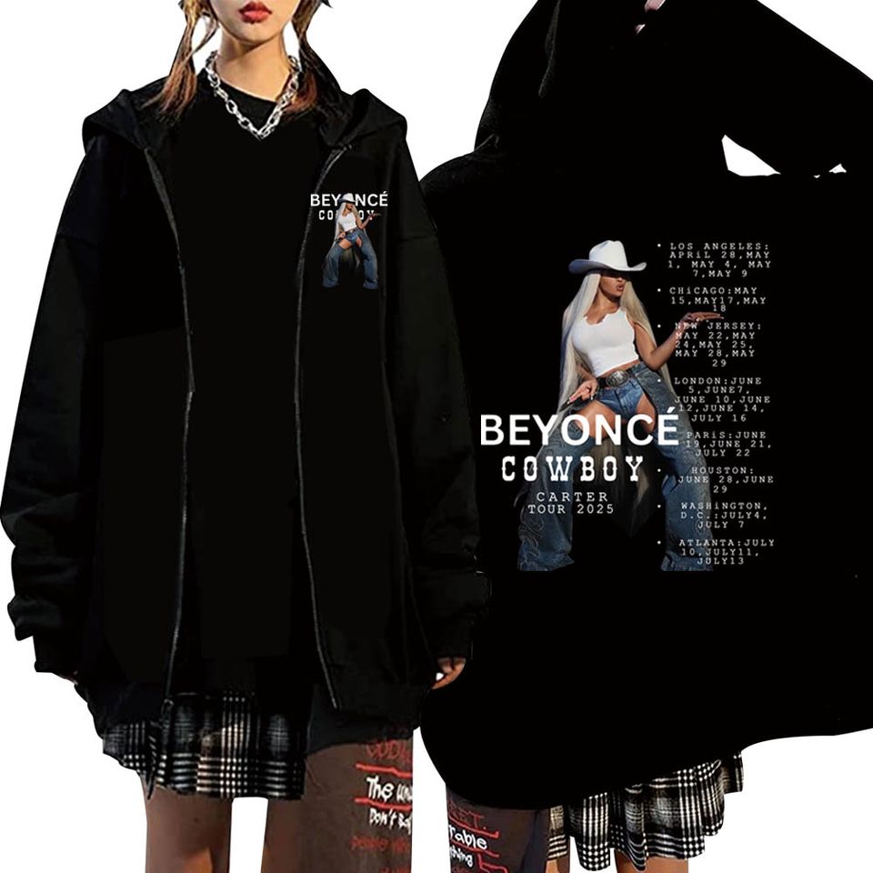 Cowboy Carter Act Album Beyonce 2025 Tour Zip Up Hoodie