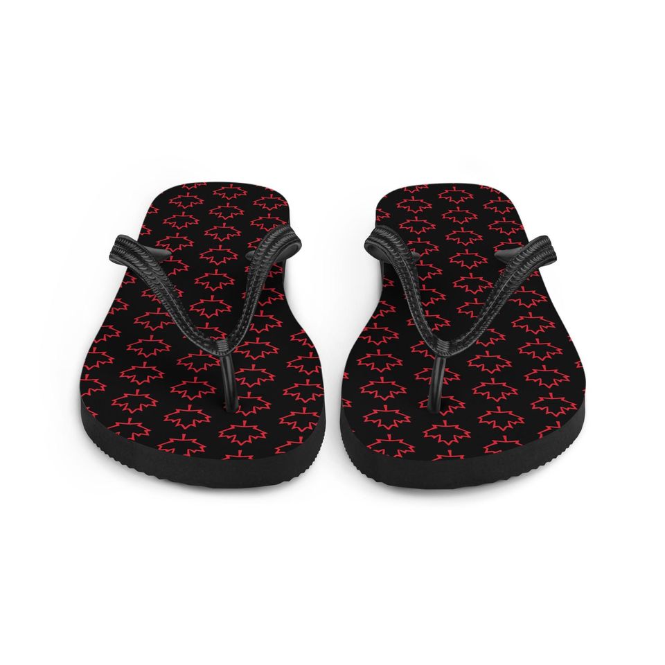 Flip-Flops Black Red Canadian Canada Support Summer Unisex