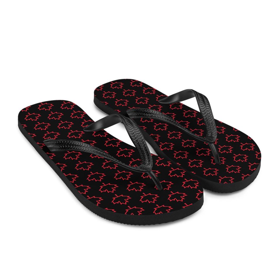 Flip-Flops Black Red Canadian Canada Support Summer Unisex