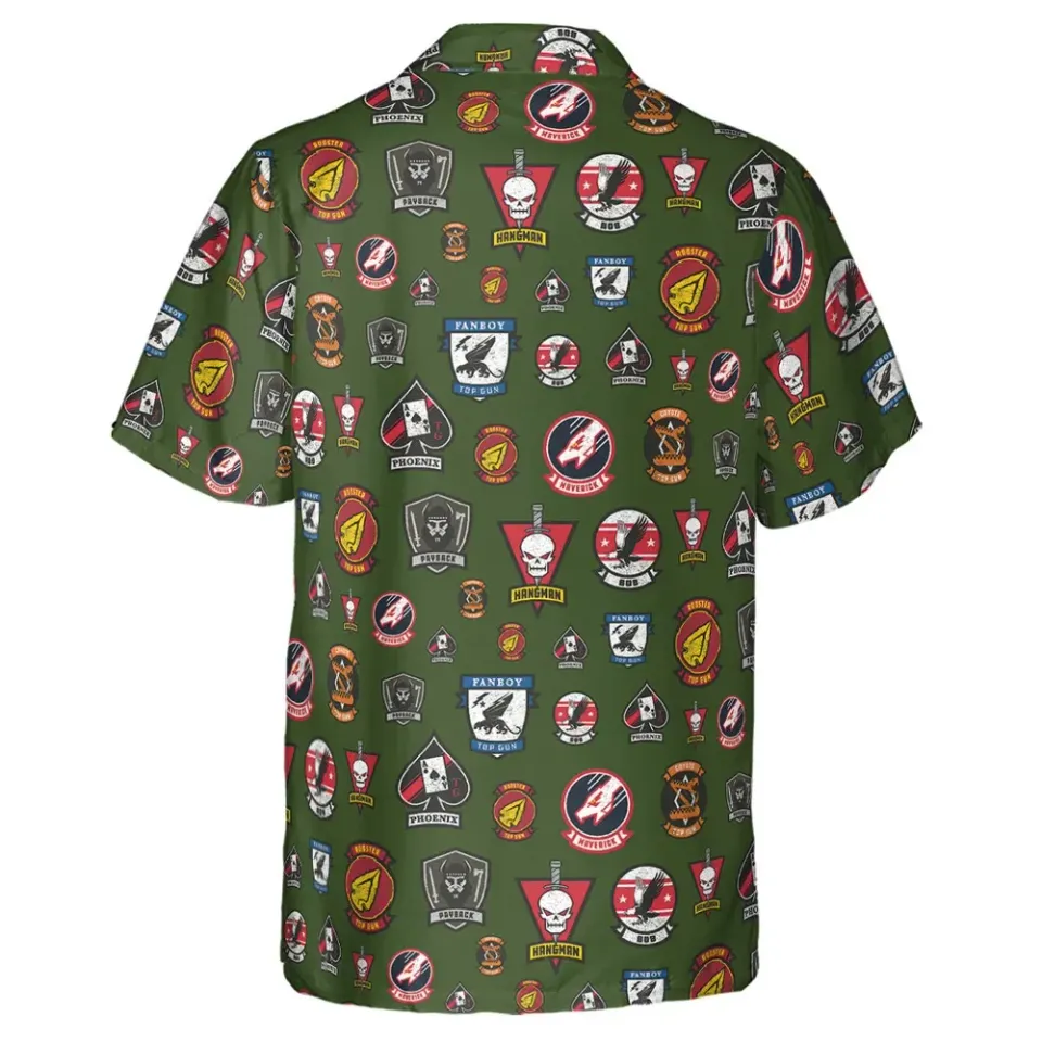 Top Gun Badgee Hawaiian Shirt, Summer Hawaiian Shirt, Unisex Adults, Size S-5XL