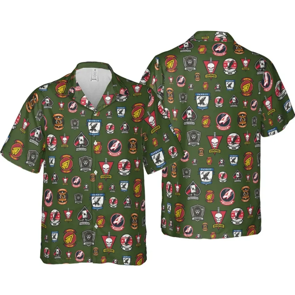 Top Gun Badgee Hawaiian Shirt, Summer Hawaiian Shirt, Unisex Adults, Size S-5XL