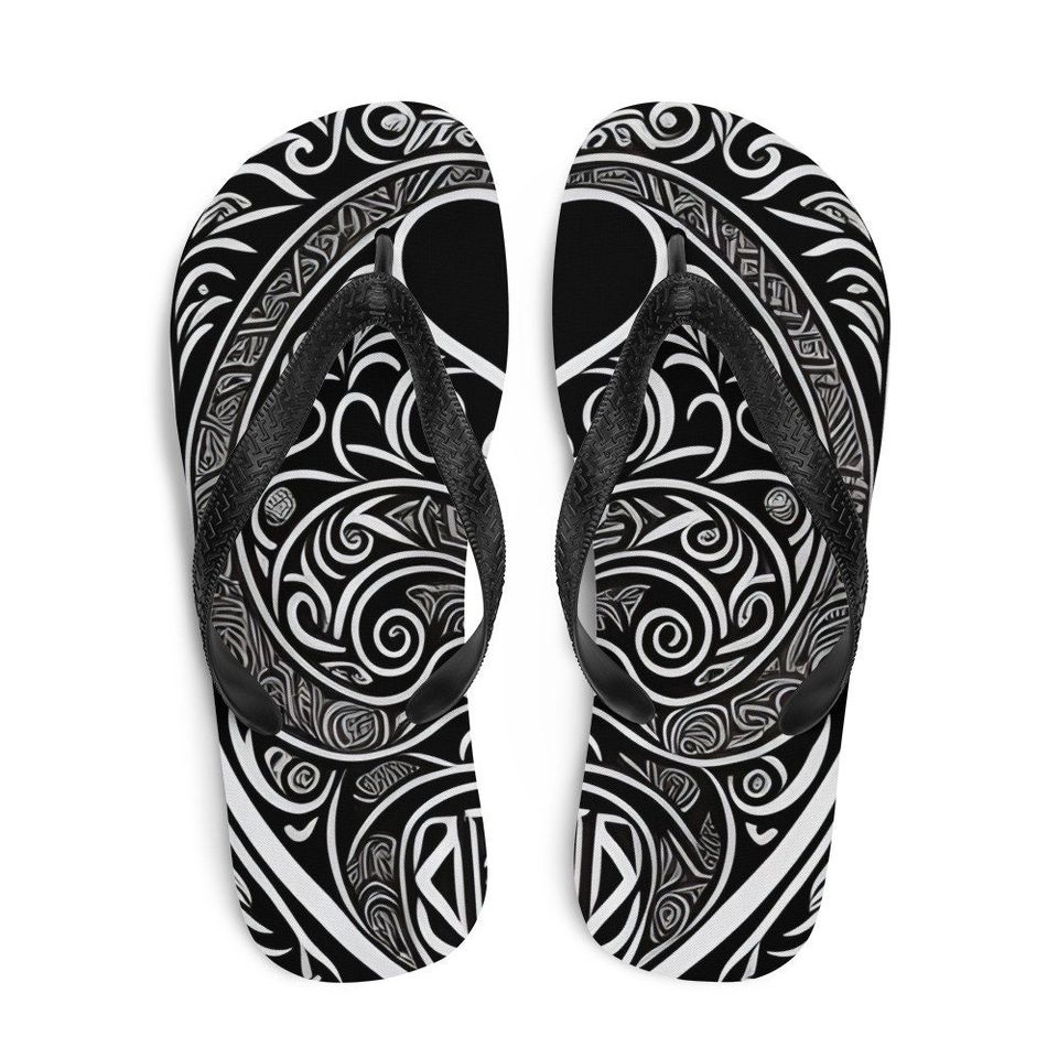 Monochrome Elegance - Pattern Flip Flops