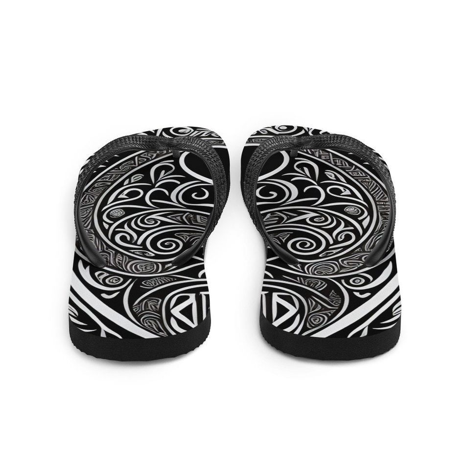 Monochrome Elegance - Pattern Flip Flops