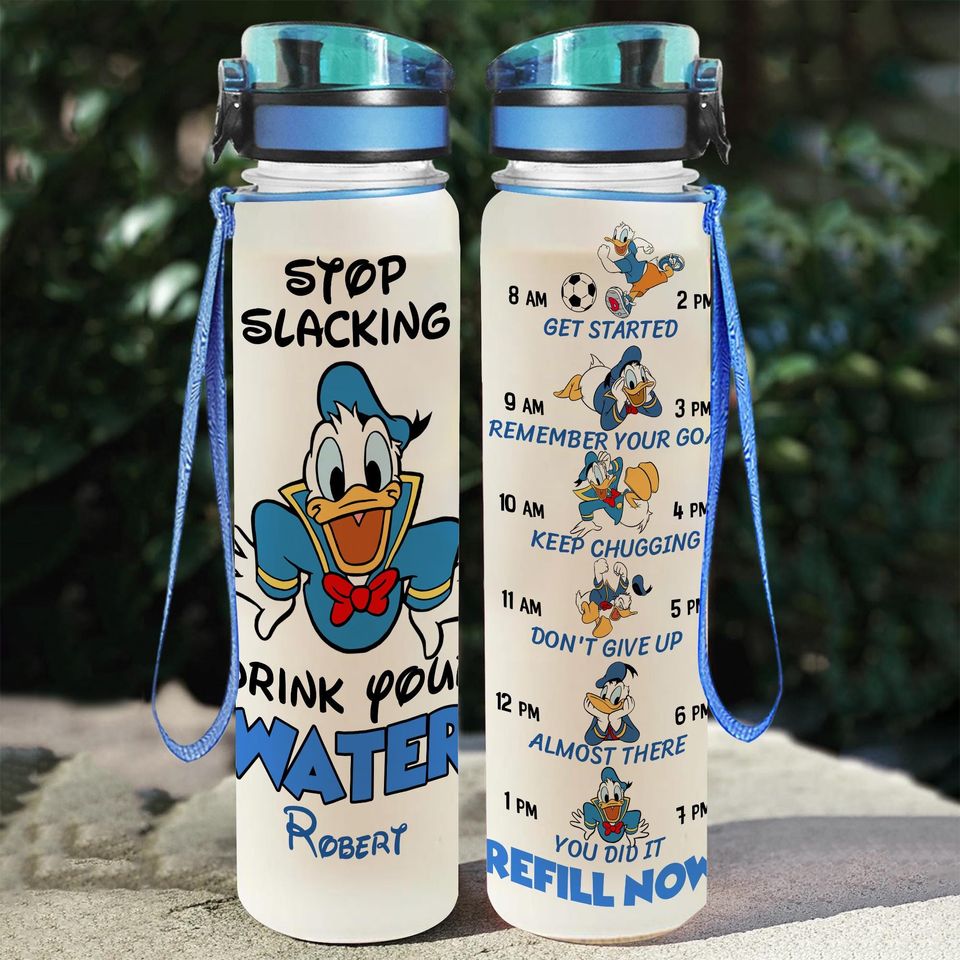 Custom Disney Donald Duck Water Bottle, Cute Donald Duck Drink Bottle, Personalize Cartoon Bottle, Duck Water Tracker, Magic Kingdom Tumbler