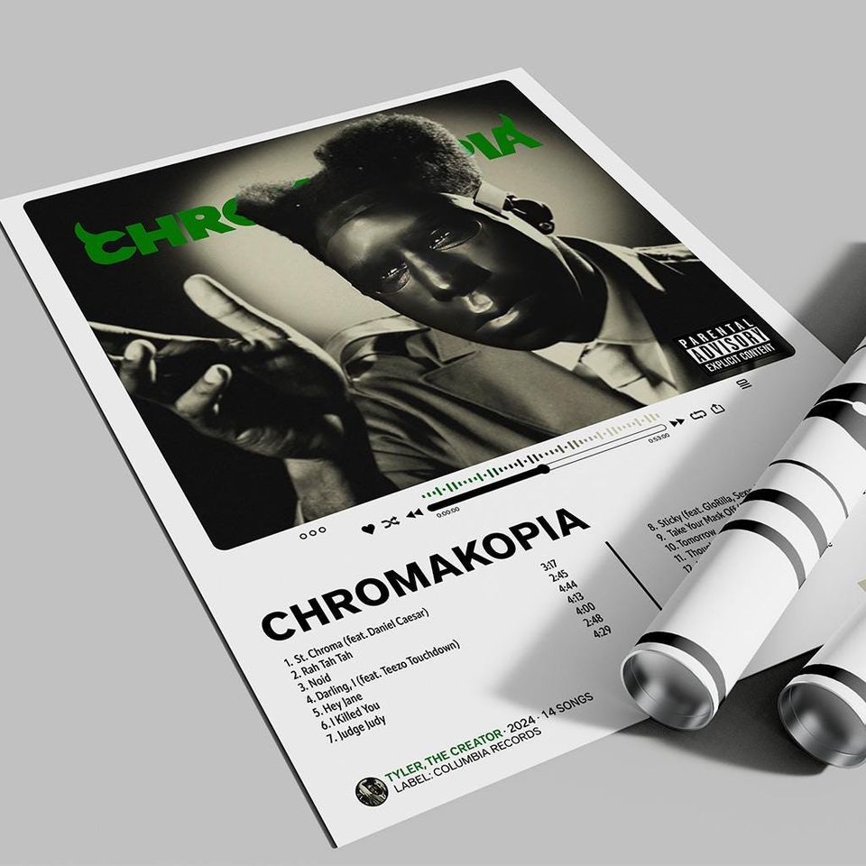 CHROMAKOPIA Poster  Album Cover Art  Tracklist Music Print for Studio or Fan Wall Decor