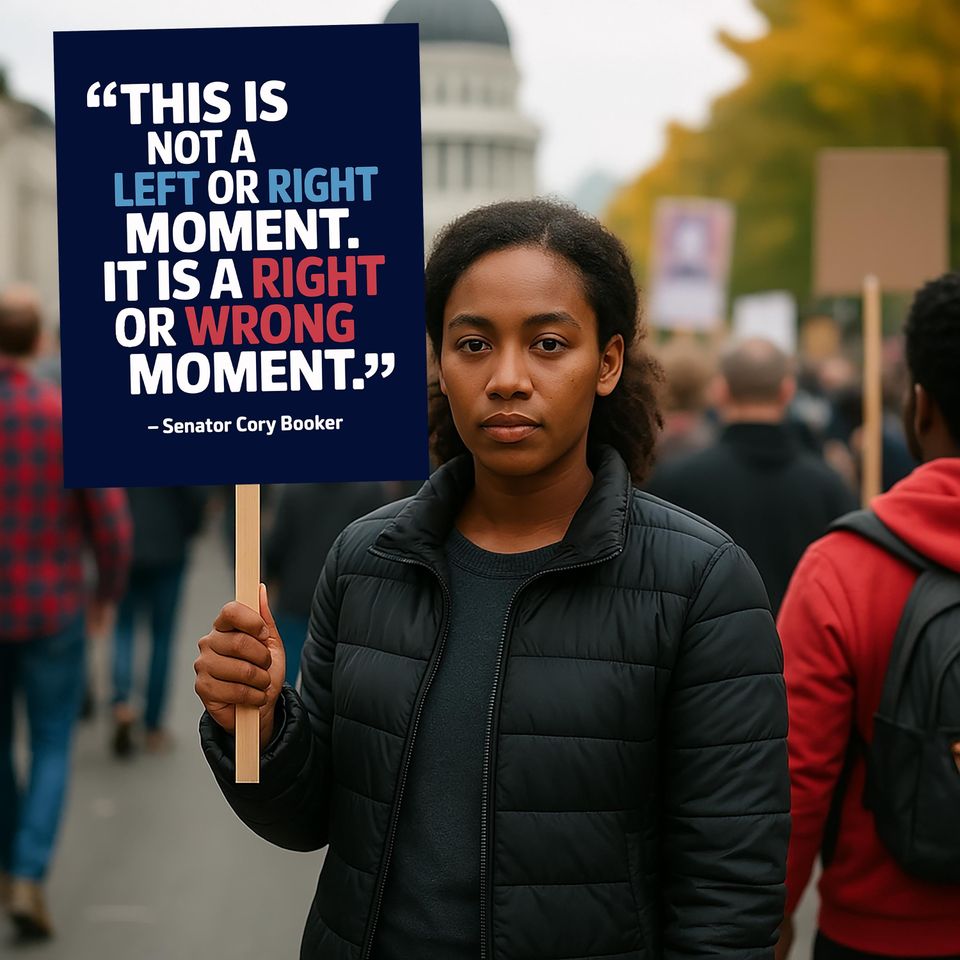 Senator Cory Booker Resist Protest Sign