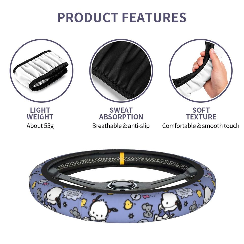 Cute Pochacco Pattern Disney Steering Wheel Cover