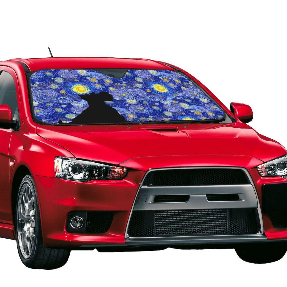 Scottish Terrier Van Gogh Starry Night Car Sunshade