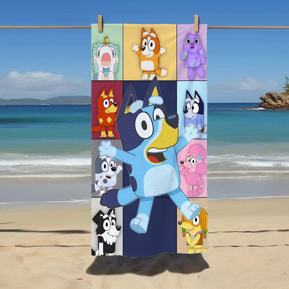 BlueyDad Cartoon Beach Towel