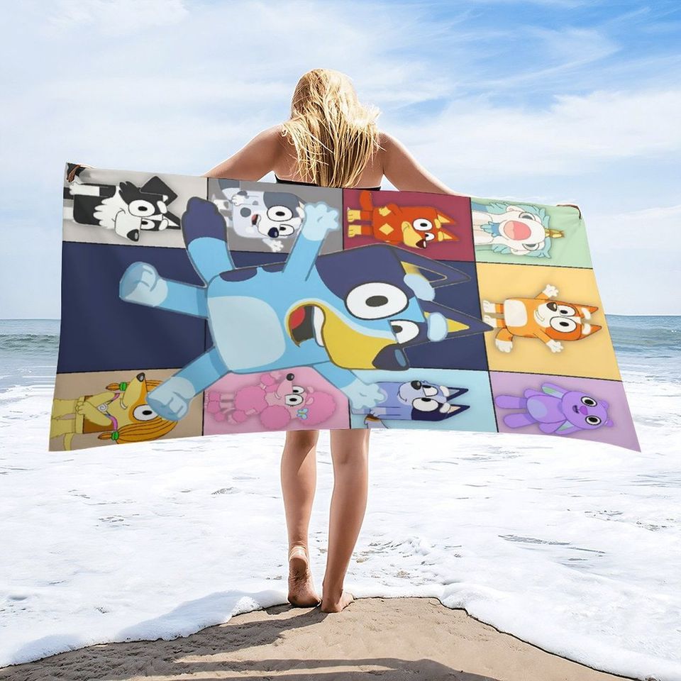 BlueyDad Cartoon Beach Towel
