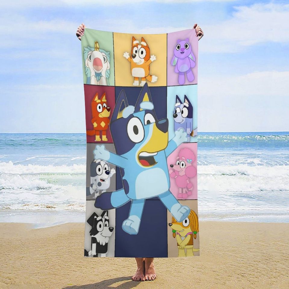 BlueyDad Cartoon Beach Towel