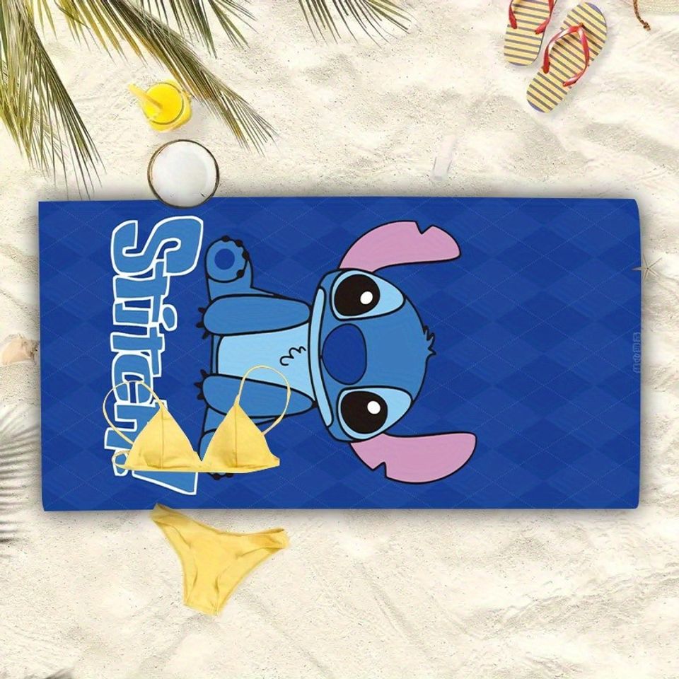 Stitch-Themed Blue Beach Towel for Fun Beach Days