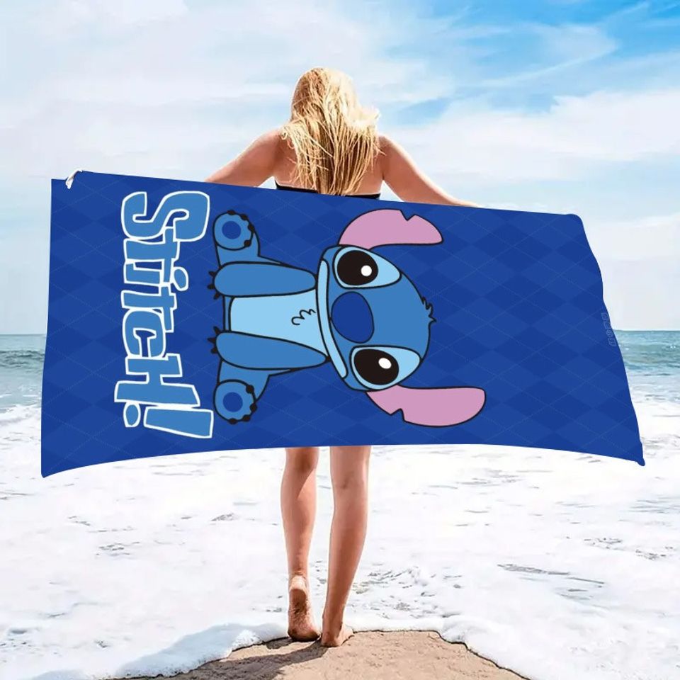Stitch-Themed Blue Beach Towel for Fun Beach Days